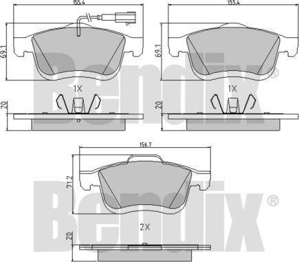 BENDIX 510751 - Комплект спирачно феродо, дискови спирачки vvparts.bg