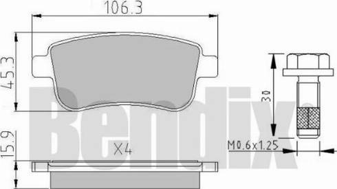 BENDIX 510764 - Комплект спирачно феродо, дискови спирачки vvparts.bg