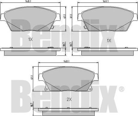 BENDIX 510760 - Комплект спирачно феродо, дискови спирачки vvparts.bg