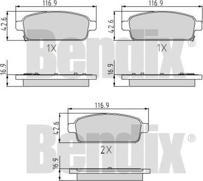 BENDIX 510761 - Комплект спирачно феродо, дискови спирачки vvparts.bg