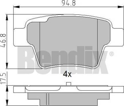 BENDIX 510763 - Комплект спирачно феродо, дискови спирачки vvparts.bg