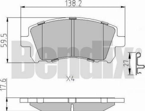 BENDIX 510781 - Комплект спирачно феродо, дискови спирачки vvparts.bg