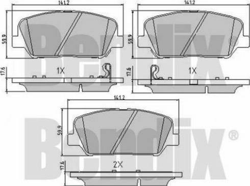 BENDIX 510788 - Комплект спирачно феродо, дискови спирачки vvparts.bg