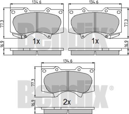 BENDIX 510731 - Комплект спирачно феродо, дискови спирачки vvparts.bg