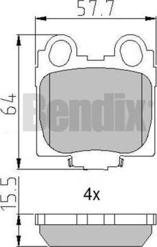 BENDIX 510733 - Комплект спирачно феродо, дискови спирачки vvparts.bg