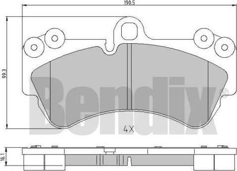 BENDIX 510725 - Комплект спирачно феродо, дискови спирачки vvparts.bg
