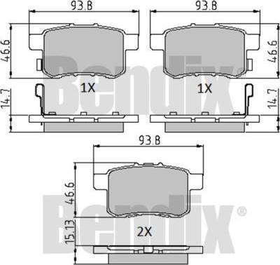 BENDIX 510728 - Комплект спирачно феродо, дискови спирачки vvparts.bg