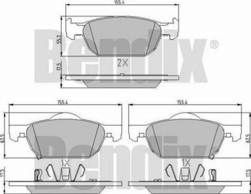 BENDIX 510772 - Комплект спирачно феродо, дискови спирачки vvparts.bg