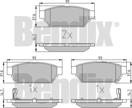 BENDIX 511033 - Комплект спирачно феродо, дискови спирачки vvparts.bg