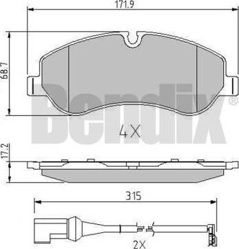 BENDIX 511146 - Комплект спирачно феродо, дискови спирачки vvparts.bg