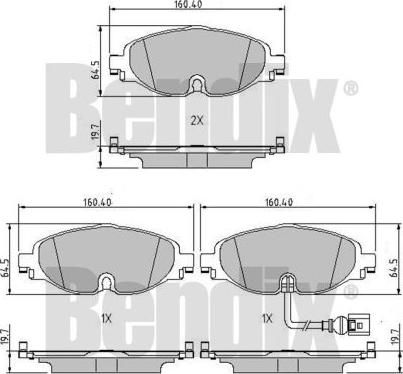 BENDIX 511142 - Комплект спирачно феродо, дискови спирачки vvparts.bg