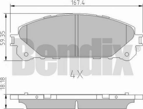 BENDIX 511155 - Комплект спирачно феродо, дискови спирачки vvparts.bg