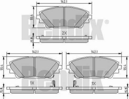 BENDIX 511166 - Комплект спирачно феродо, дискови спирачки vvparts.bg