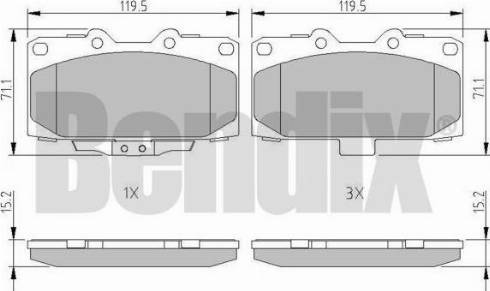 BENDIX 511102 - Комплект спирачно феродо, дискови спирачки vvparts.bg