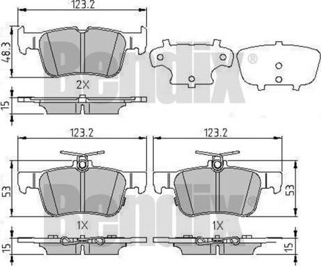 BENDIX 511291 - Комплект спирачно феродо, дискови спирачки vvparts.bg