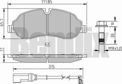 BENDIX 511205 - Комплект спирачно феродо, дискови спирачки vvparts.bg