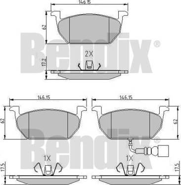 BENDIX 511201 - Комплект спирачно феродо, дискови спирачки vvparts.bg