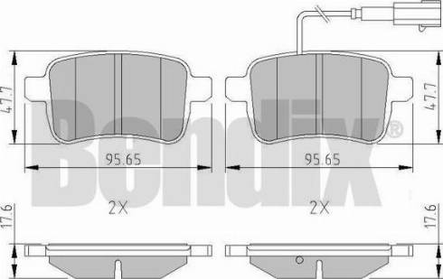 BENDIX 511225 - Комплект спирачно феродо, дискови спирачки vvparts.bg