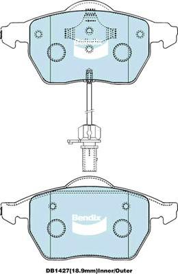 Bendix-AU DB1427 EURO+ - Комплект спирачно феродо, дискови спирачки vvparts.bg