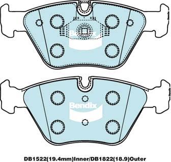 Bendix-AU DB1522 EURO+ - Комплект спирачно феродо, дискови спирачки vvparts.bg