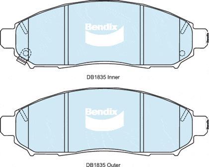 Bendix-AU DB1835 HD - Комплект спирачно феродо, дискови спирачки vvparts.bg