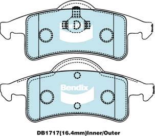 Bendix-AU DB1717 -4WD - Комплект спирачно феродо, дискови спирачки vvparts.bg