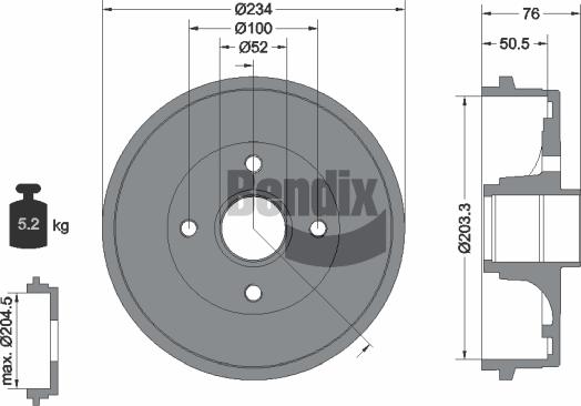 BENDIX Braking BDM1093 - Спирачен барабан vvparts.bg