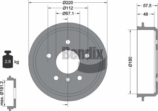 BENDIX Braking BDM1044 - Спирачен барабан vvparts.bg