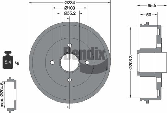 BENDIX Braking BDM1040 - Спирачен барабан vvparts.bg