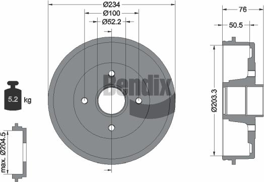 BENDIX Braking BDM1041 - Спирачен барабан vvparts.bg