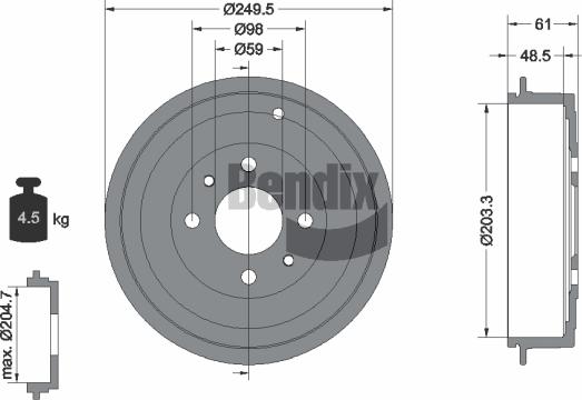 BENDIX Braking BDM1042 - Спирачен барабан vvparts.bg