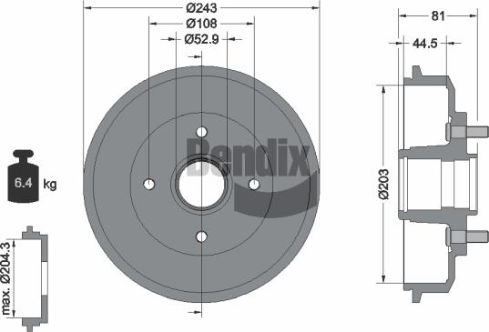 BENDIX Braking BDM1050 - Спирачен барабан vvparts.bg