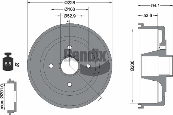 BENDIX Braking BDM1058 - Спирачен барабан vvparts.bg