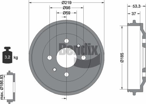 BENDIX Braking BDM1004 - Спирачен барабан vvparts.bg