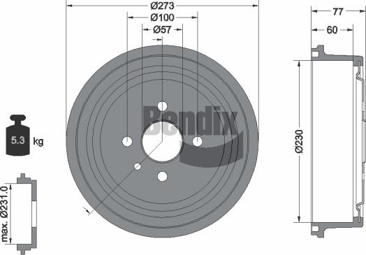 BENDIX Braking BDM1000 - Спирачен барабан vvparts.bg