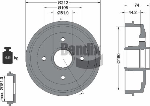 BENDIX Braking BDM1016 - Спирачен барабан vvparts.bg