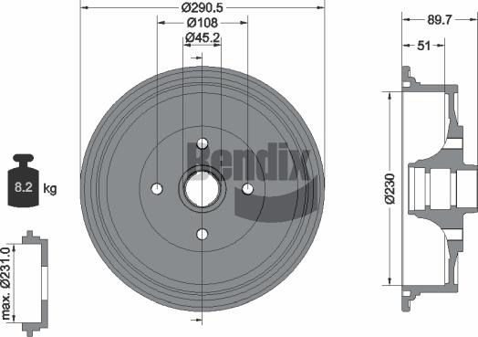 BENDIX Braking BDM1010 - Спирачен барабан vvparts.bg