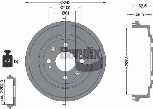 BENDIX Braking BDM1035 - Спирачен барабан vvparts.bg
