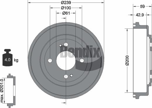 BENDIX Braking BDM1031 - Спирачен барабан vvparts.bg