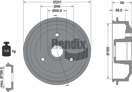 BENDIX Braking BDM1025 - Спирачен барабан vvparts.bg