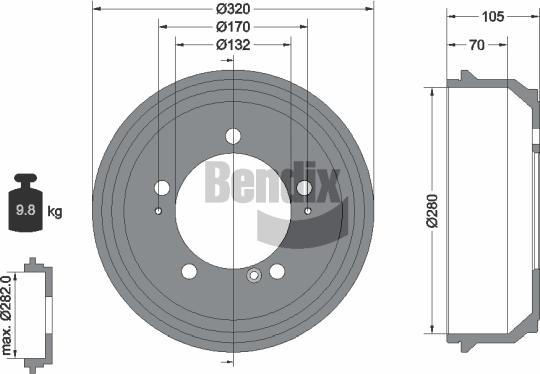 BENDIX Braking BDM1072 - Спирачен барабан vvparts.bg