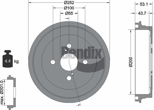 BENDIX Braking BDM1103 - Спирачен барабан vvparts.bg