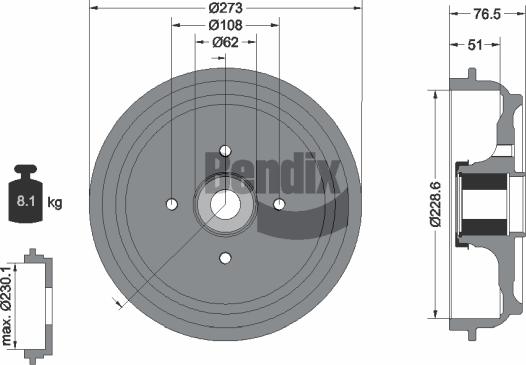 BENDIX Braking BDM1111 - Спирачен барабан vvparts.bg