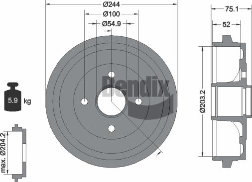 BENDIX Braking BDM1139 - Спирачен барабан vvparts.bg