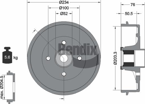 BENDIX Braking BDM1135 - Спирачен барабан vvparts.bg