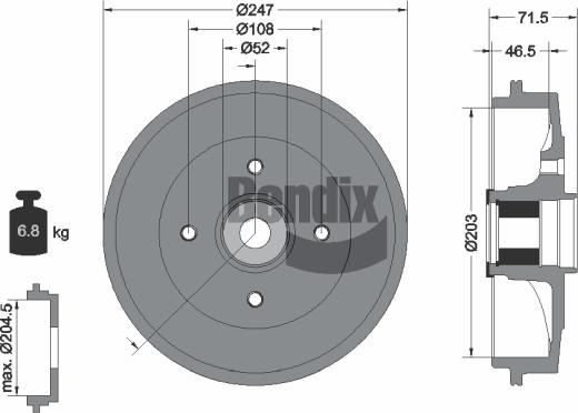 BENDIX Braking BDM1130 - Спирачен барабан vvparts.bg