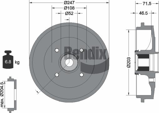 BENDIX Braking BDM1129 - Спирачен барабан vvparts.bg