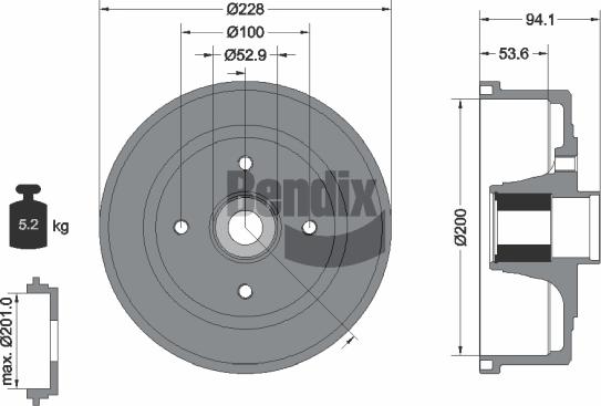 BENDIX Braking BDM1125 - Спирачен барабан vvparts.bg