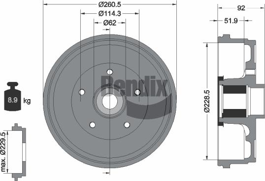 BENDIX Braking BDM1174 - Спирачен барабан vvparts.bg