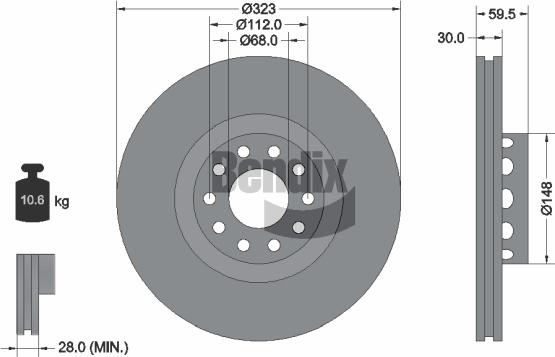 BENDIX Braking BDS1994HC - Спирачен диск vvparts.bg